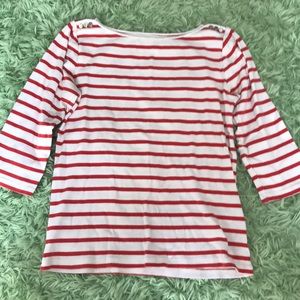 red and white striped top